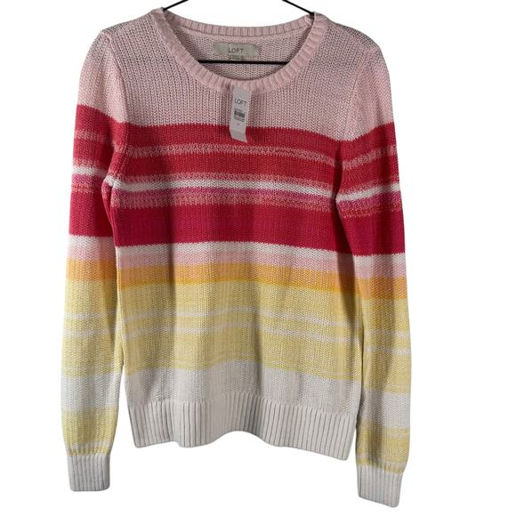 LOFT Sweaters - NEW LOFT Women's Multicolor Striped Long Sleeve Knit Pullover Jumper Sweater M